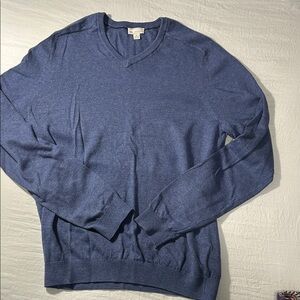 GAP Men's Cotton/Cashmere  Blue V-Neck Sweater